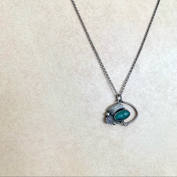 Vintage Sterling Handcrafted Malachite Necklace - Picture 4 of 12